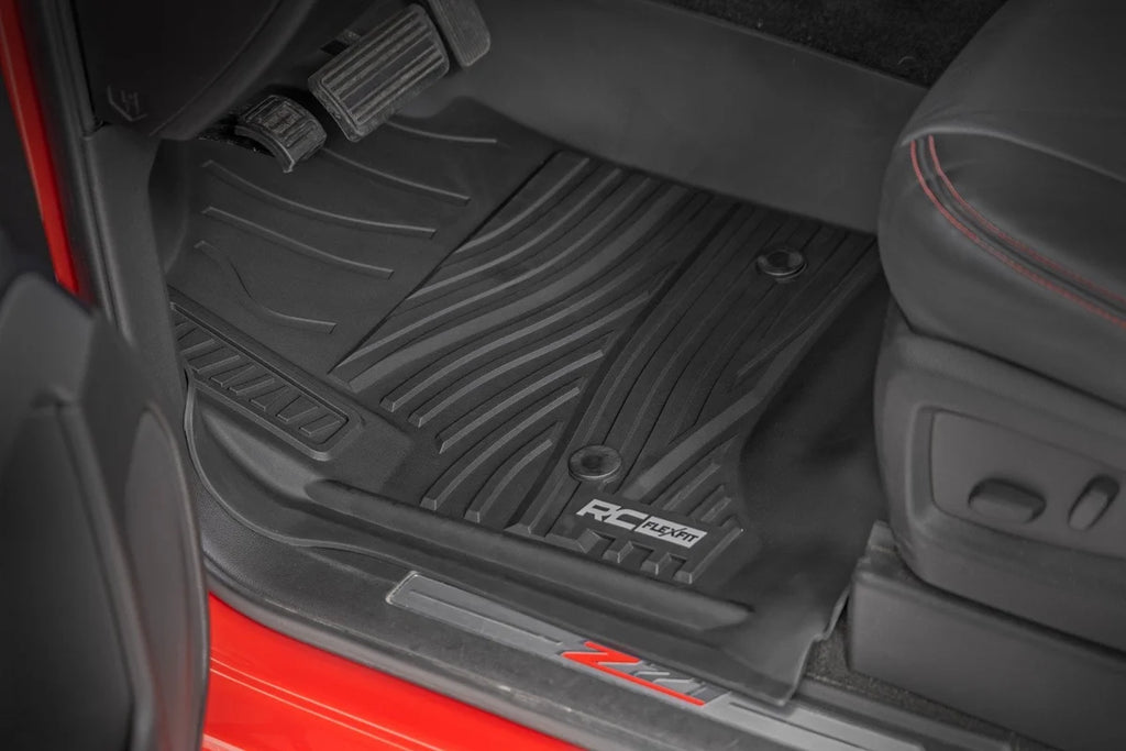 Rough Country Flex-Fit Floor Mats | FR & RR | FR Bucket | Crew | Chevy/GMC 1500/2500HD/3500HD 2WD/4WD - Side View