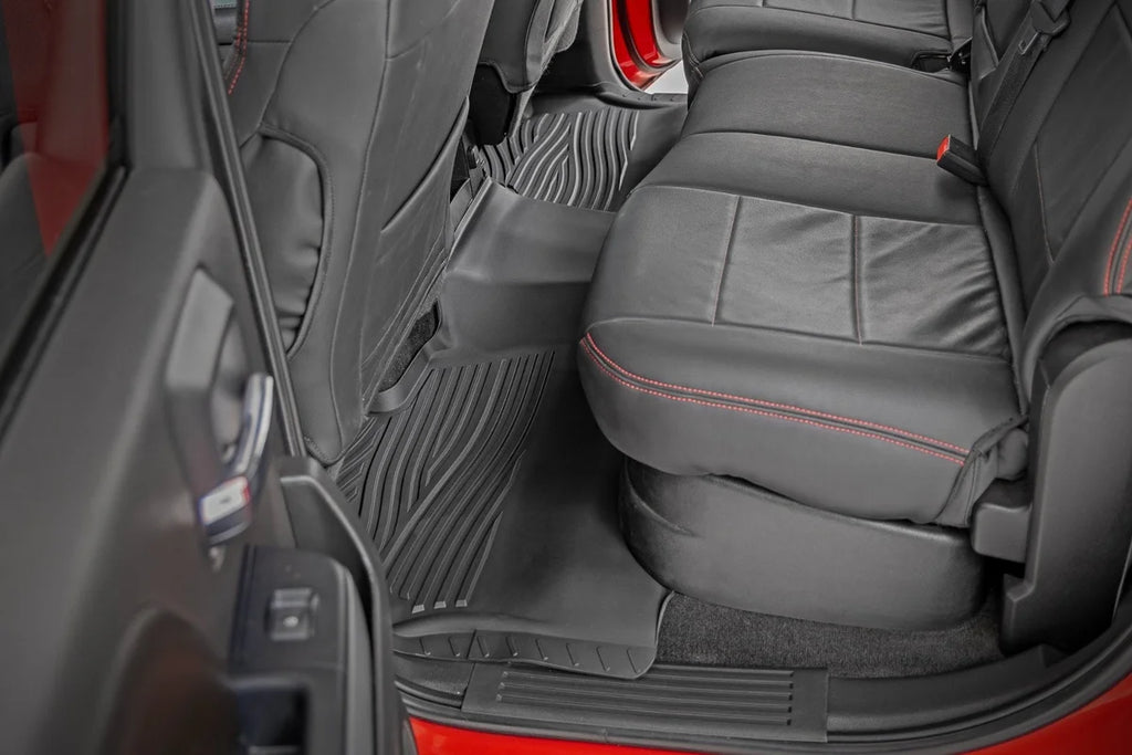 Rough Country Flex-Fit Floor Mats | FR & RR | FR Bucket | Crew | Chevy/GMC 1500/2500HD/3500HD 2WD/4WD - Back View