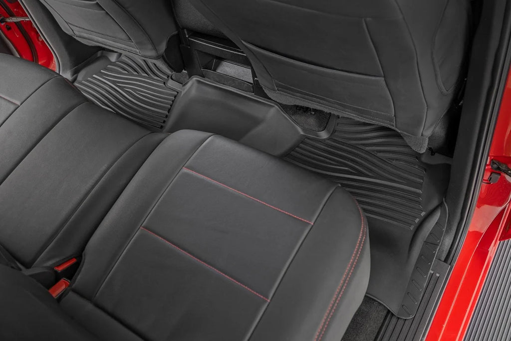 Rough Country Flex-Fit Floor Mats | FR & RR | FR Bucket | Crew | Chevy/GMC 1500/2500HD/3500HD 2WD/4WD - Installation View
