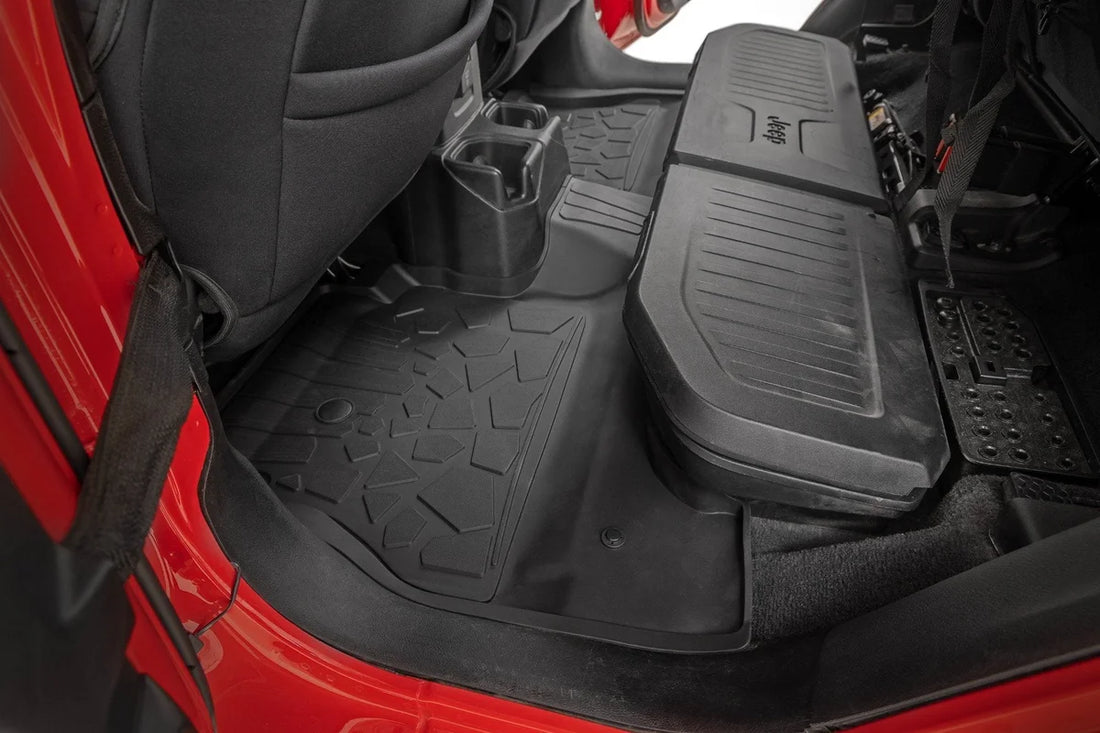 Rough Country Flex-Fit Floor Mats | FR & RR | RR Lockable | Jeep Gladiator JT 4WD (20-25) - Back View