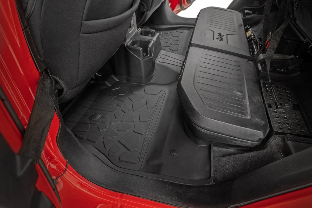 Rough Country Flex-Fit Floor Mats | FR & RR | RR Lockable | Jeep Gladiator JT 4WD (20-25) - Back View