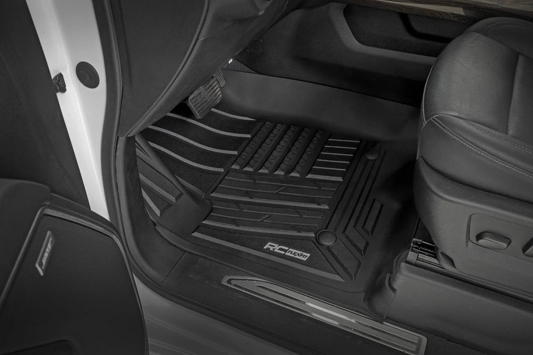 Rough Country Flex-Fit Floor Mats | Front | Bucket | Chevy/GMC 1500/2500HD/3500HD (19-26 & Classic) - Side View