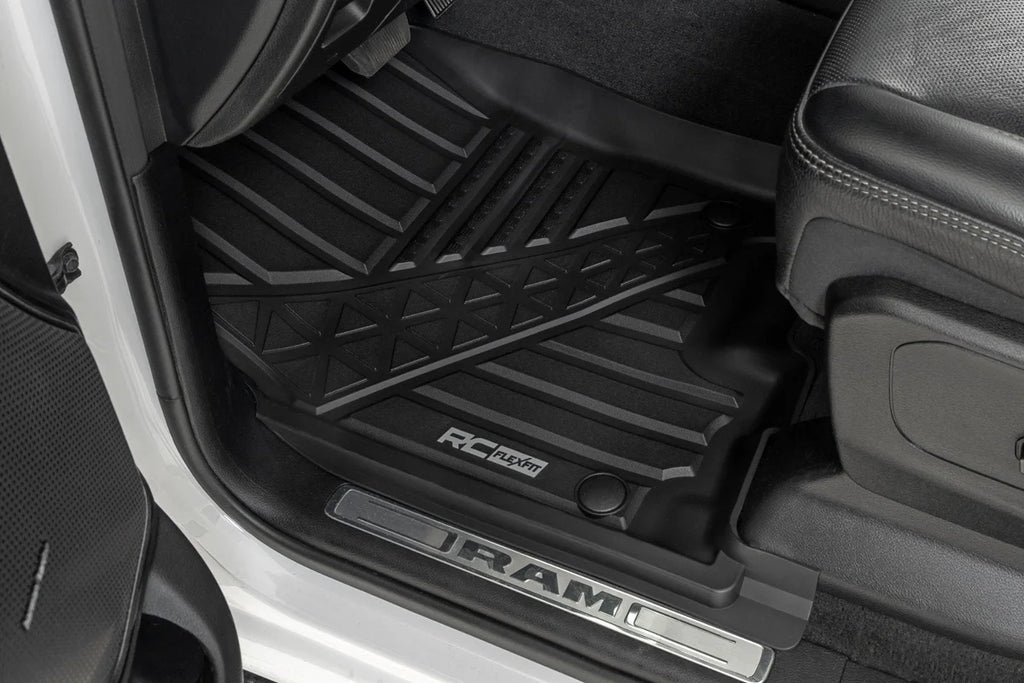 Rough Country Flex-Fit Floor Mats | Front | Crew | Ram 1500 (19-24)/1500 TRX (21-24) - Side View