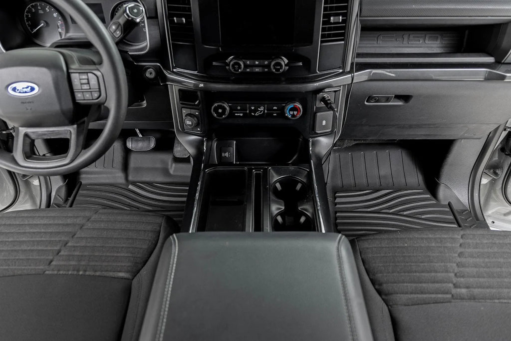 Rough Country Flex-Fit Floor Mats | Front | Ford F-150 (15-25)/F-150 Lightning (22-25)/Raptor (17-25) - Installation View