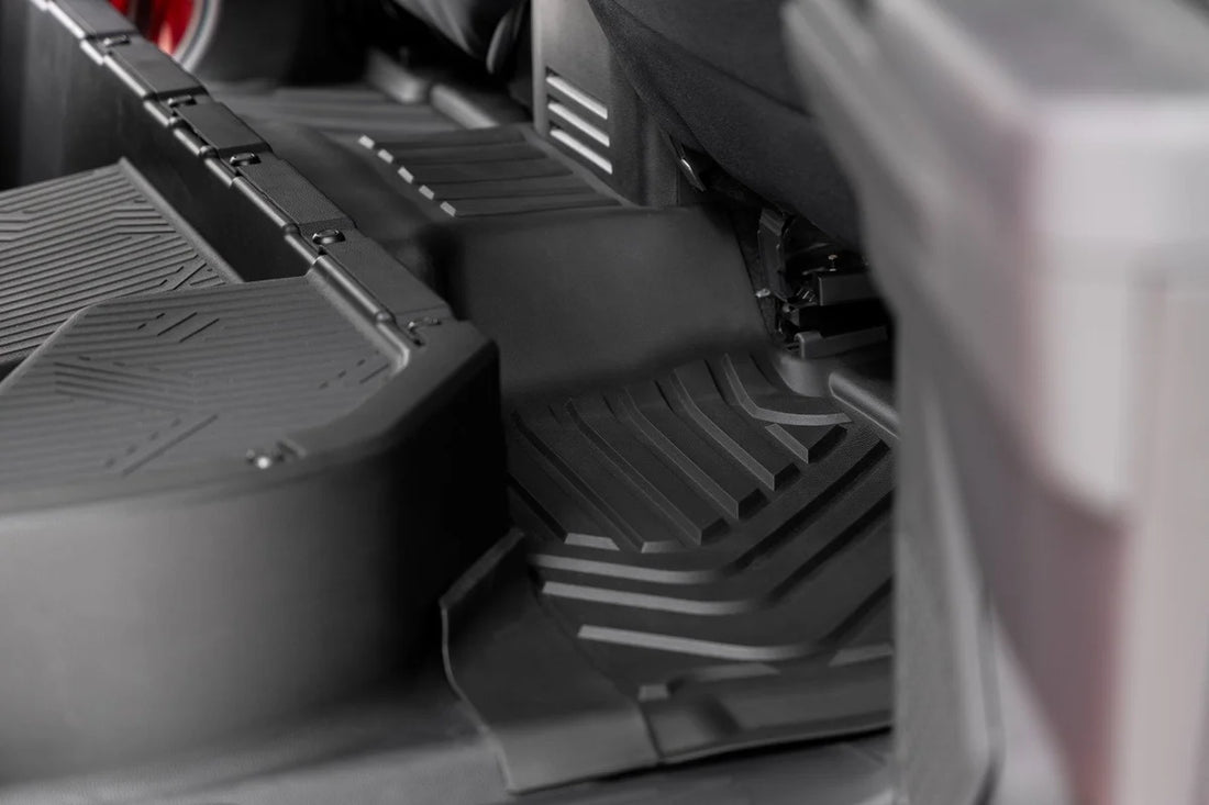 Rough Country Flex Fit Floor Mats | Front & Rear | Crew | Toyota Tacoma 2WD/4WD (2024-2026) - Installation View