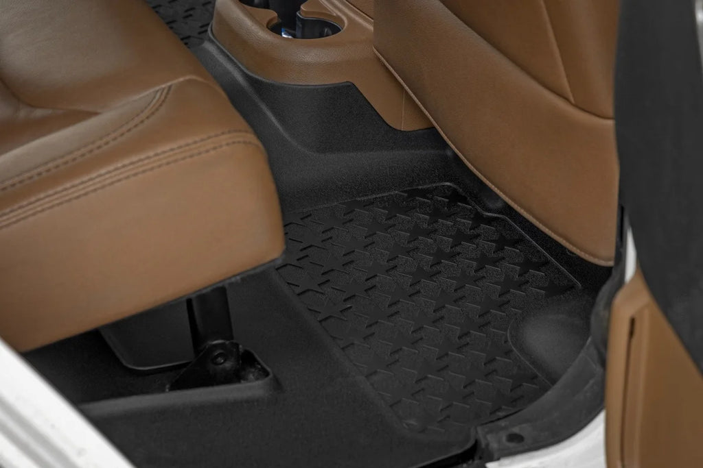Rough Country Floor Mats | FR & RR | 4 Door | Jeep Wrangler Unlimited 4WD (2014-2018) - Installation View