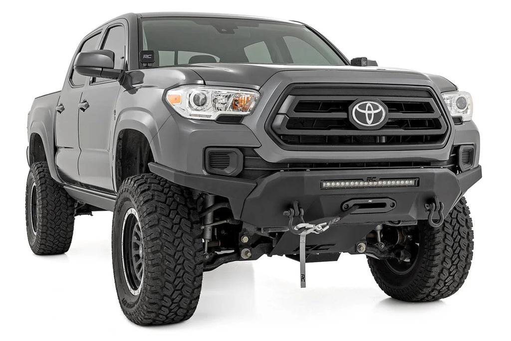Rough Country Front Bumper | High Clearance | Hybrid | 20" Blk DRL LED | Toyota Tacoma (16-23) 10725 - Installation View
