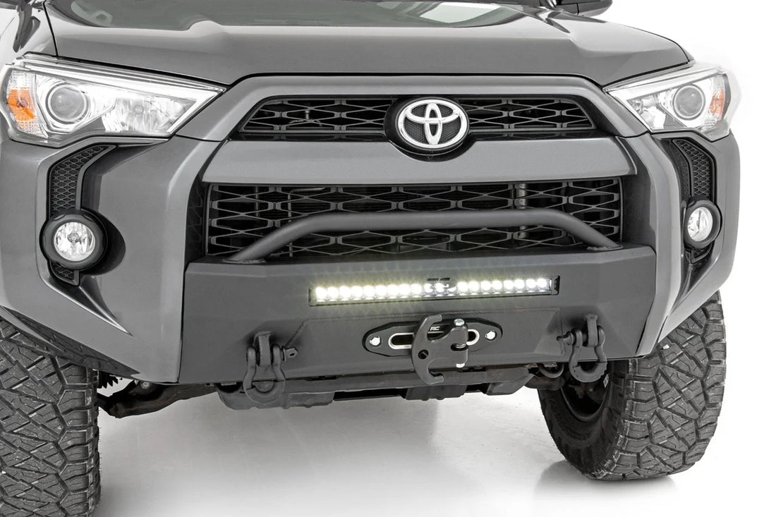 Rough Country Front Bumper | Hybrid | 20" Blk LED | Amber | Toyota 4Runner 2WD/4WD (14-24) - Side View