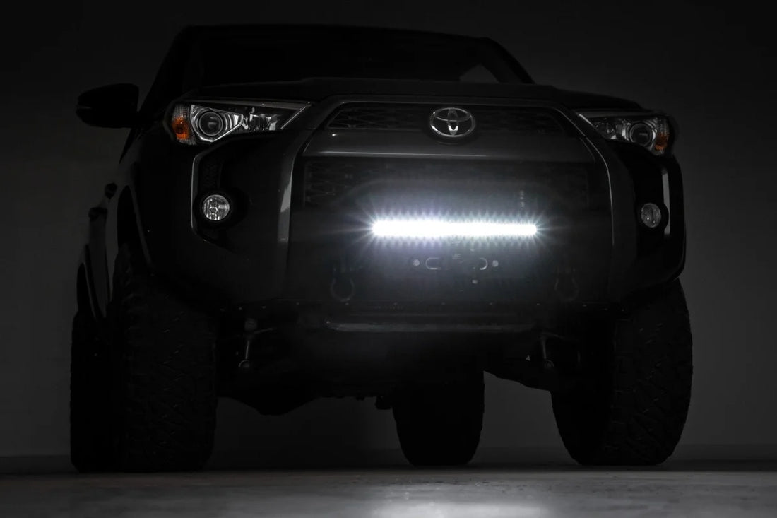 Rough Country Front Bumper | Hybrid | 20" Blk LED | Amber | Toyota 4Runner 2WD/4WD (14-24) - Back View