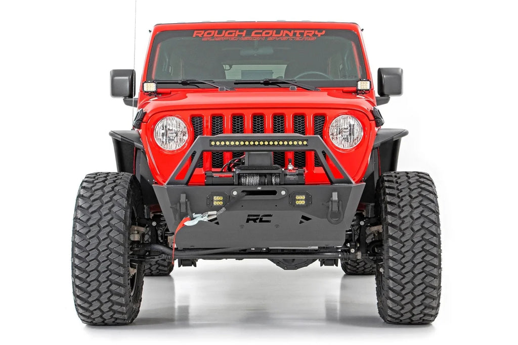 Rough Country Front Bumper | Stubby | Trail | Jeep Gladiator JT/Wrangler JK & JL/Wrangler Unlimited 10597A - Main Product ...