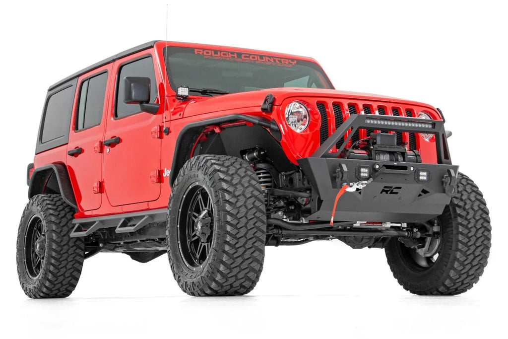 Rough Country Front Bumper | Stubby | Trail | Jeep Gladiator JT/Wrangler JK & JL/Wrangler Unlimited 10597A - Side View