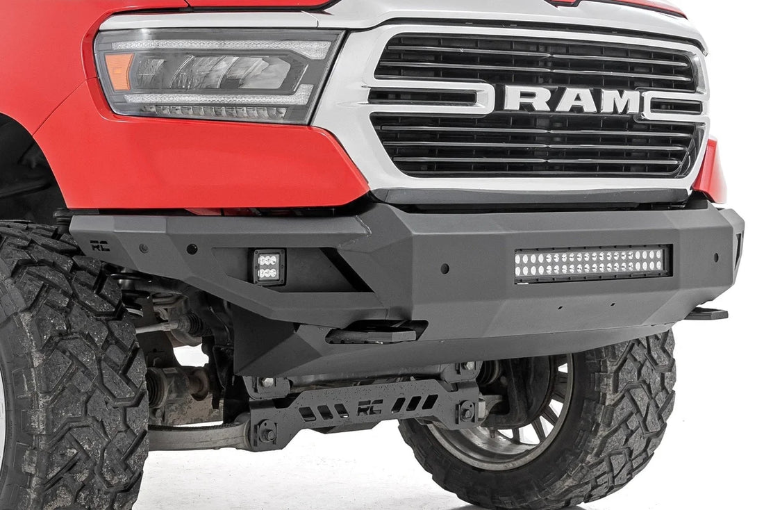Rough Country Front Bumper w/Skid Plate & Tow Hooks | Ram 1500 2WD/4WD (2019-2024) 10808ATH - Side View