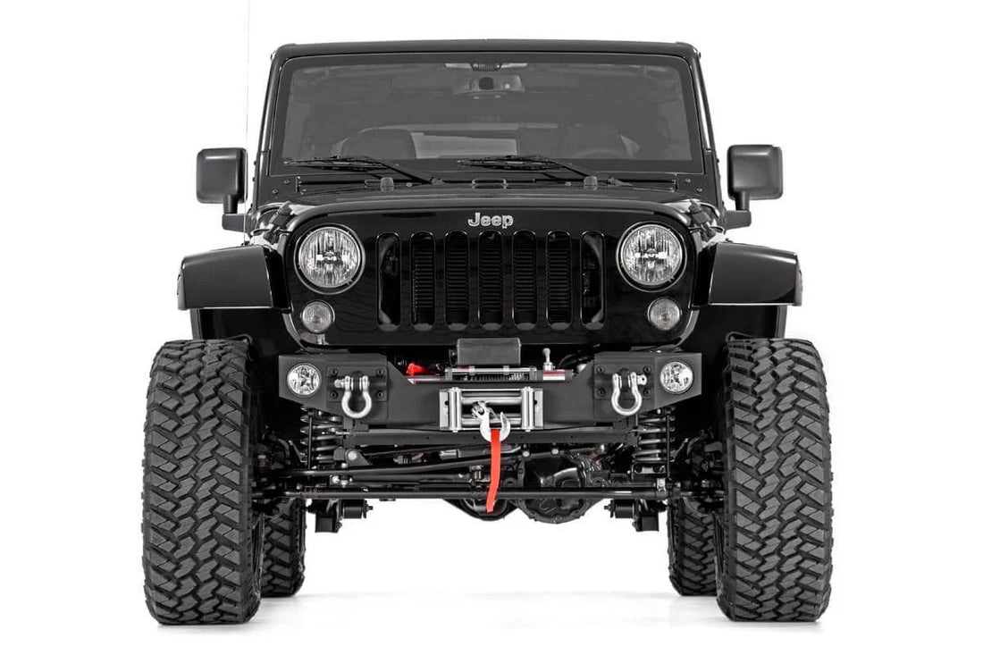 Rough Country Front Hybrid Stubby Bumper | Fog Mounts | Jeep Wrangler JK/Wrangler Unlimited (07-18) 1062 - Installation View