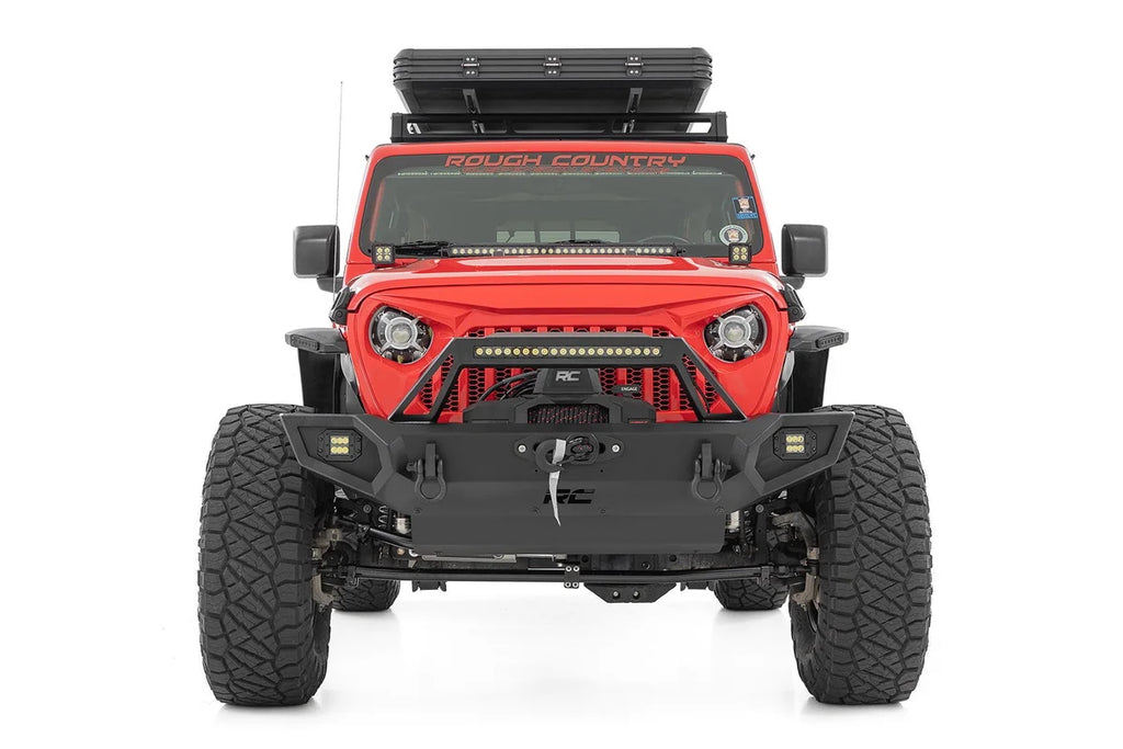 Rough Country Front Winch Bumper | 9500S | Jeep Gladiator JT/Wrangler JK & JL/Wrangler Unlimited 4WD - Installation View