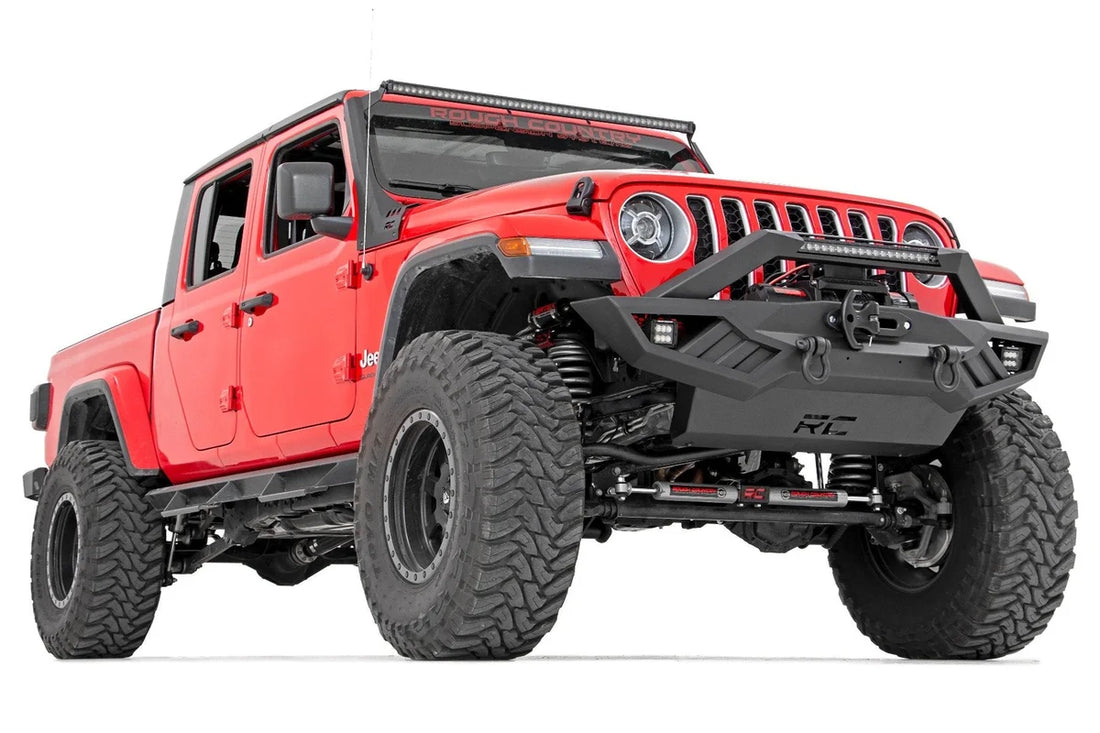 Rough Country Front Winch Bumper | Jeep Gladiator JT/Wrangler JK & JL/Wrangler Unlimited 10645A - Installation View