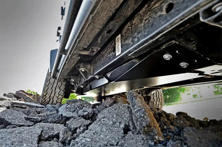 Rough Country Gas Tank Skid Plate | Jeep Wrangler JK 4WD (2007-2018) 794 - Installation View