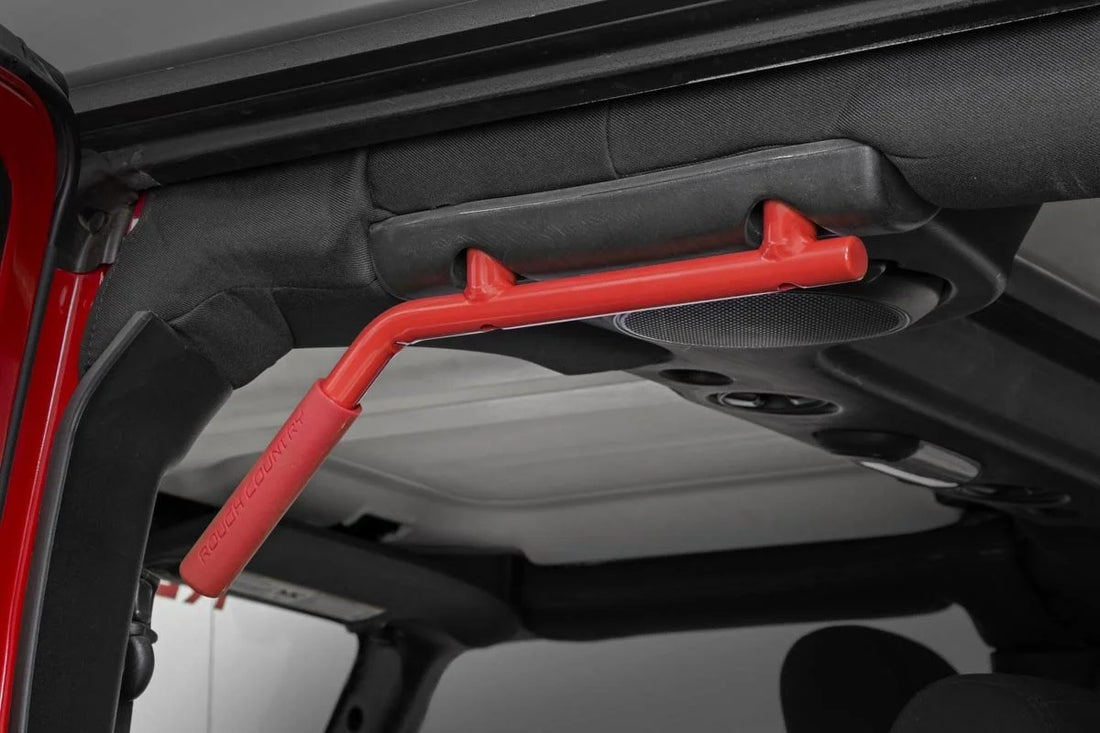 Rough Country Grab Handles | Steel | FR & RR | Red | Jeep Wrangler JK/Wrangler Unlimited (07-18) 6503RED - Detail View
