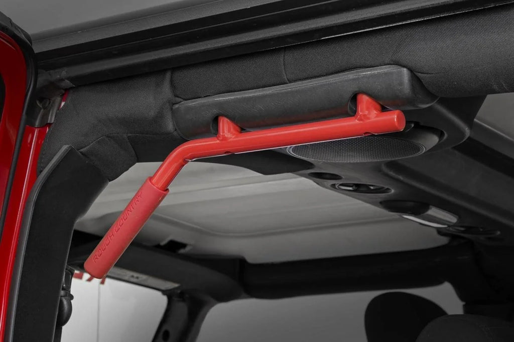 Rough Country Grab Handles | Steel | FR & RR | Red | Jeep Wrangler JK/Wrangler Unlimited (07-18) 6503RED - Detail View