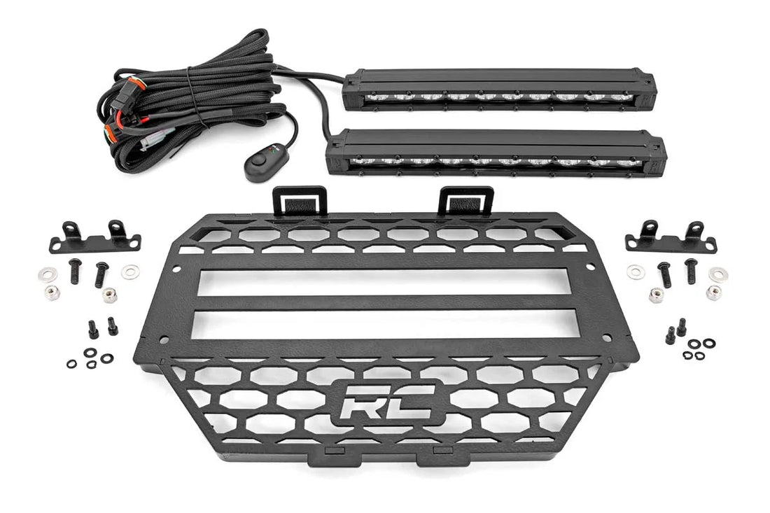 Rough Country Grille Kit | 10" Black Slimline LED Pair | Polaris RZR XP 1000 93041 - Side View