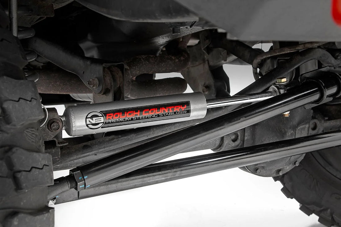 Rough Country HD Steering Kit | Stabilizer Combo | Jeep Cherokee XJ/Comanche MJ/Wrangler TJ 10613 - Installation View