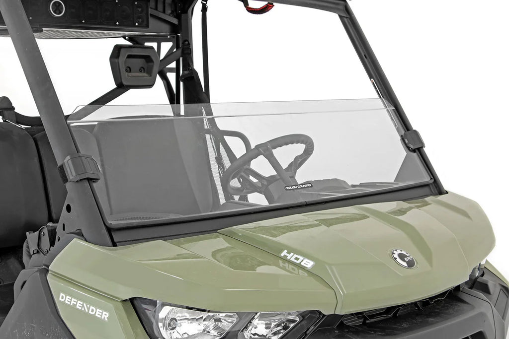 Rough Country Half Windshield | Scratch Resistant | Can-Am Defender HD 5/HD 8/HD 9/HD 10 98162031A - Main Product View