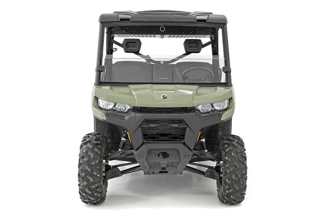 Rough Country Half Windshield | Scratch Resistant | Can-Am Defender HD 5/HD 8/HD 9/HD 10 98162031A - Installation View