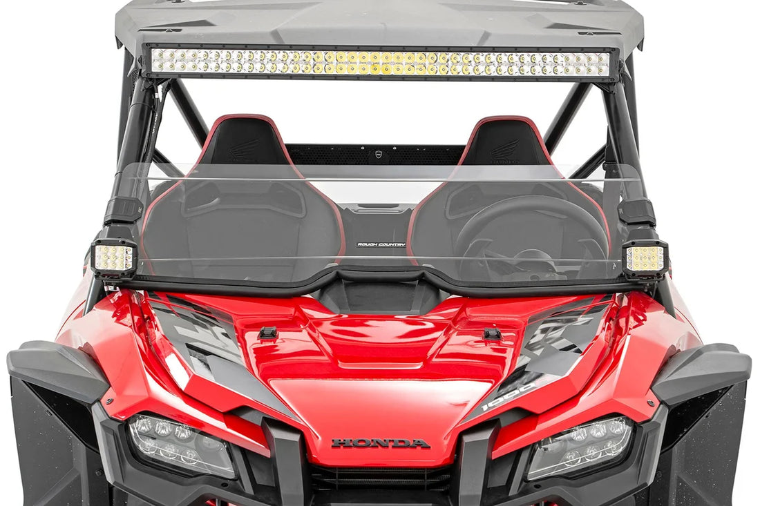 Rough Country Half Windshield | Scratch Resistant | Honda Talon 1000 98182021A - Installation View