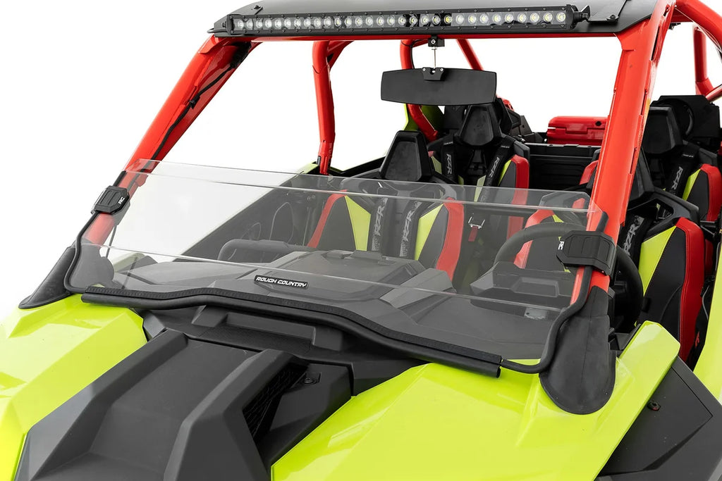 Rough Country Half Windshield | Scratch Resistant | Polaris RZR Pro/Turbo R 98102011A - Installation View