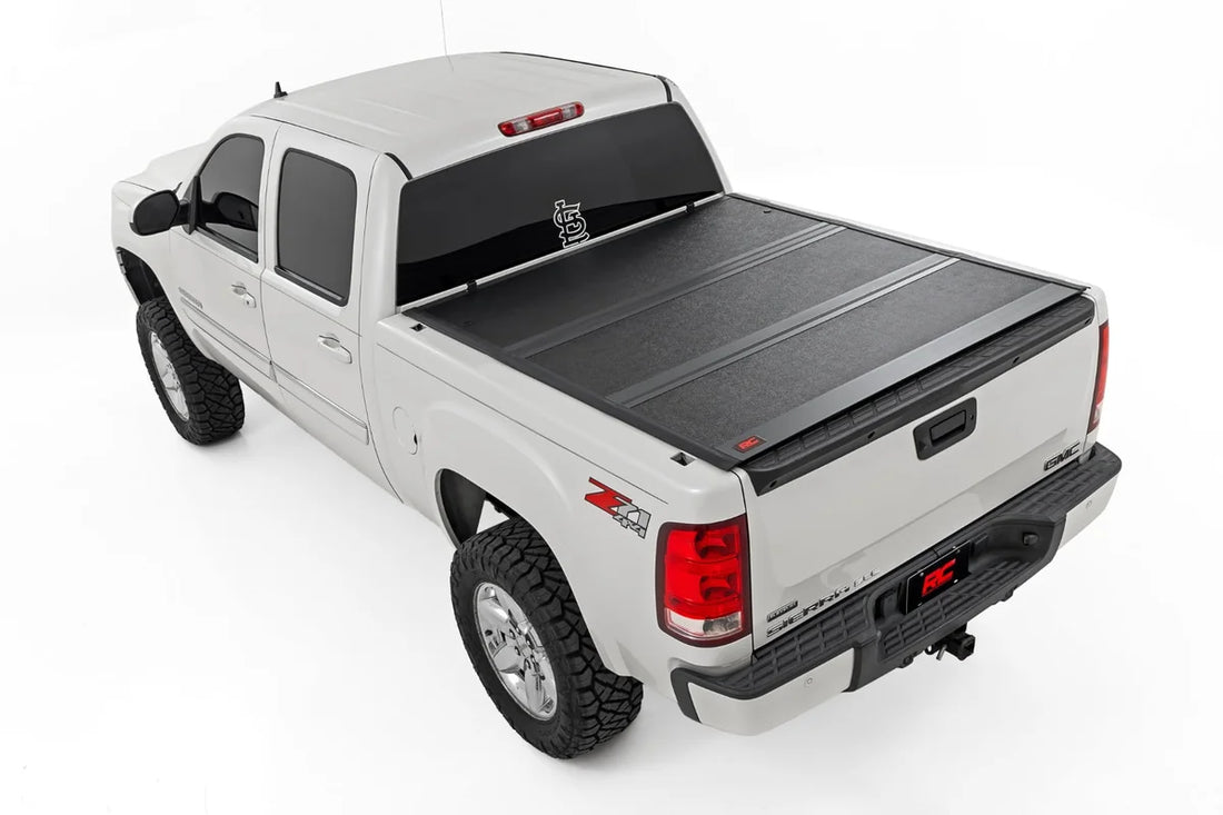 Rough Country Hard Low Profile Bed Cover | 5'9" Bed | No Rail Caps | Chevy/GMC 1500 (07-13) 47113550B - Back View