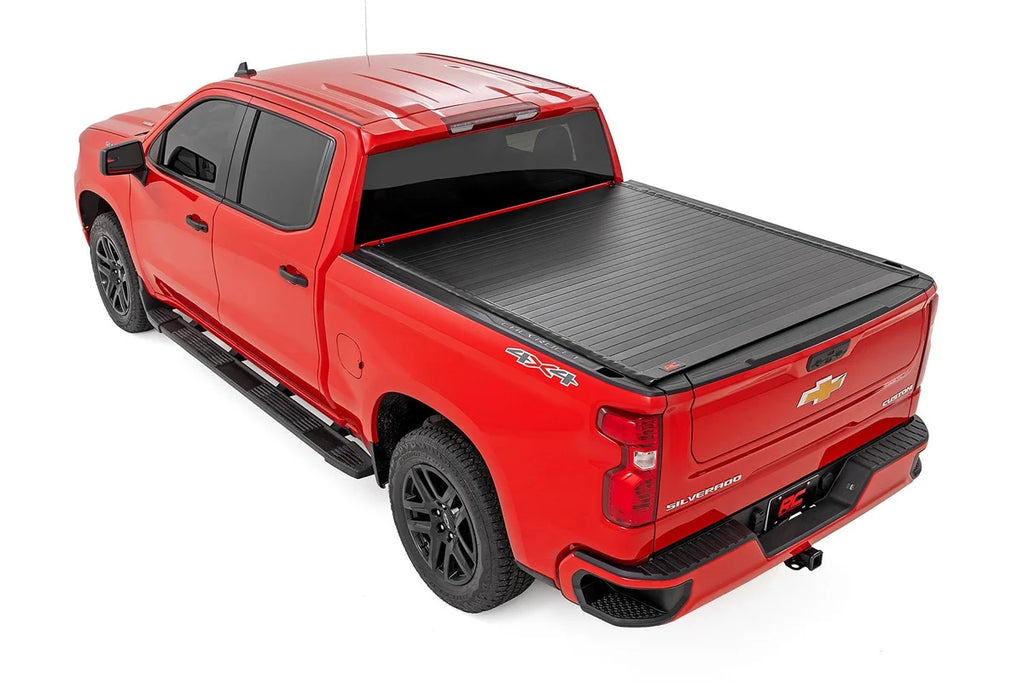 Rough Country Hard Roll Up Bed Cover | 5'10" Bed | Chevy/GMC Sierra 1500 (19-26)/Silverado 1500 (19-26) - Back View