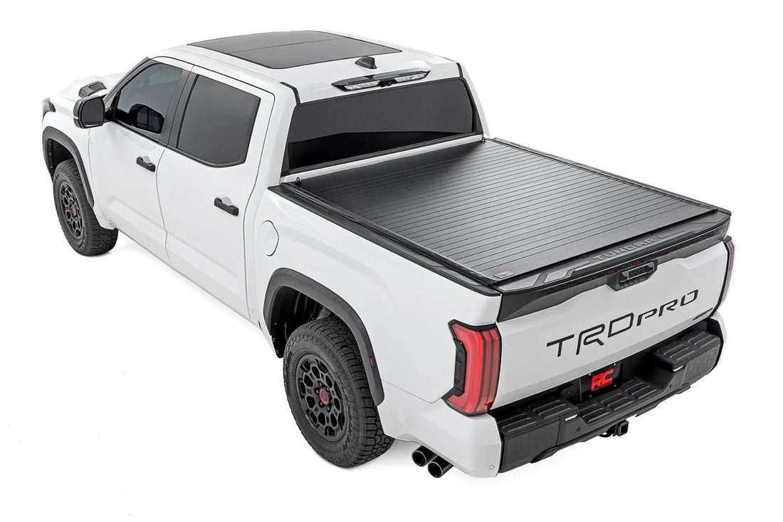 Rough Country Hard Roll Up Bed Cover | 5'7" Bed | Toyota Tundra 2WD/4WD (2022-2026) - Back View
