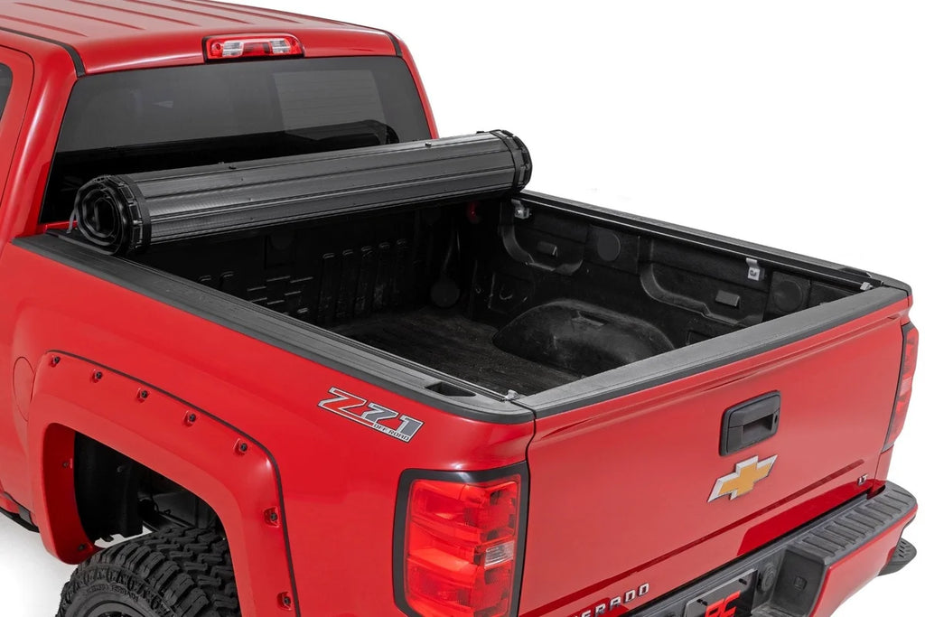 Rough Country Hard Roll Up Bed Cover | 5'9" Bed | Chevy/GMC 1500 (14-18 & Classic) - Side View