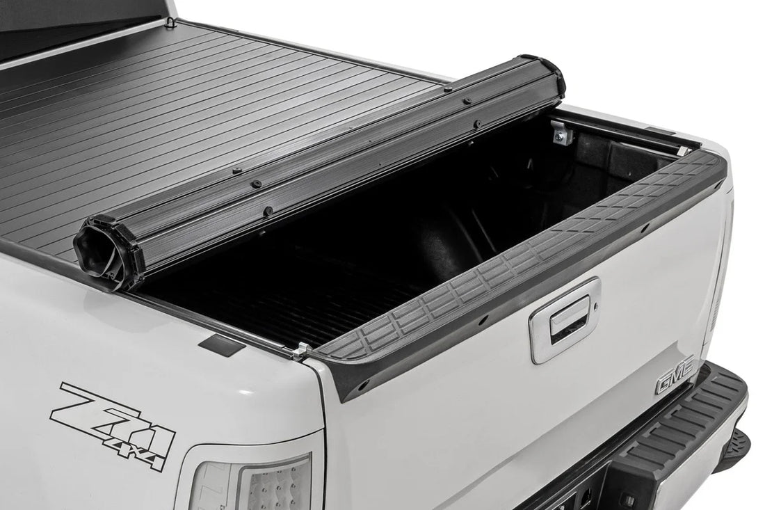 Rough Country Hard Roll Up Bed Cover | 5'9" Bed | Chevy/GMC Sierra/Silverado 1500 (07-13) - Back View