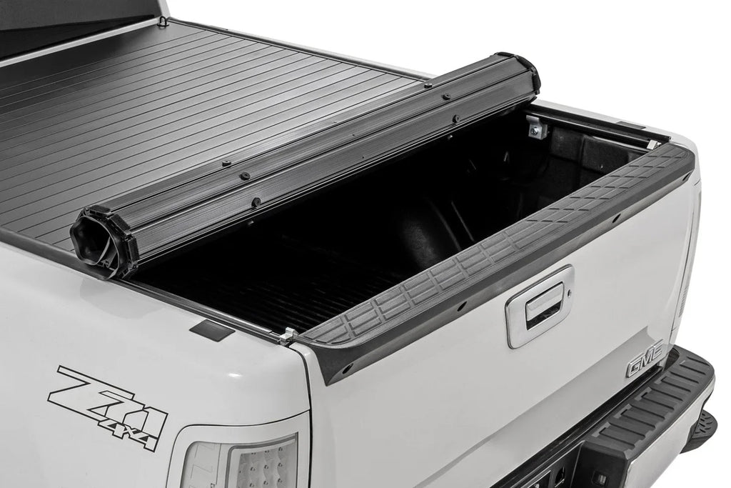 Rough Country Hard Roll Up Bed Cover | 6'7" Bed | Chevy/GMC Sierra/Silverado 1500 (07-13) - Back View