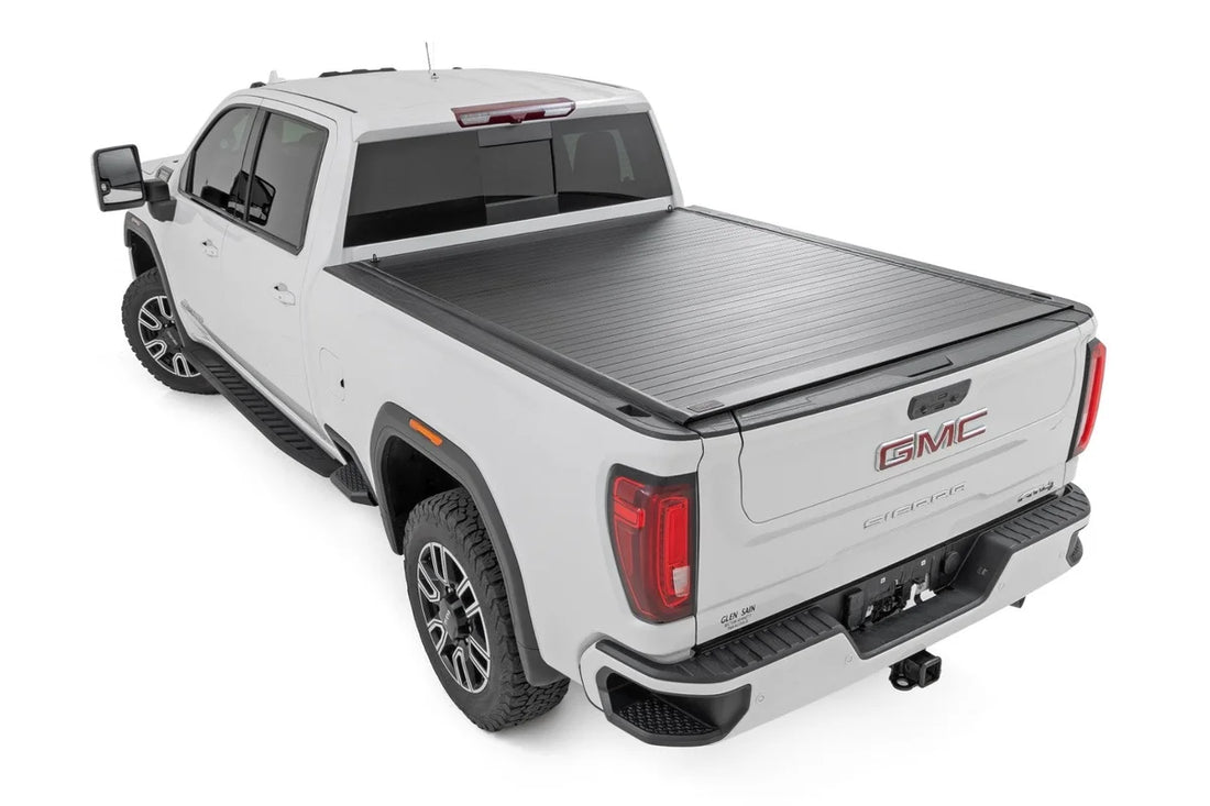Rough Country Hard Roll Up Bed Cover | 6'9" Bed | Chevy/GMC  Silverado/Sierra 2500HD/3500HD (20-26) - Back View