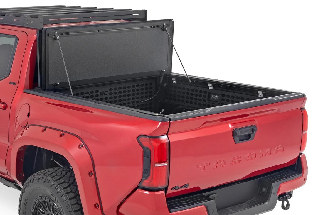 Rough Country Hard Tri-Fold Flip Up Bed Cover | 5' Bed | Toyota Tacoma 2WD/4WD (2024-2026) - Side View