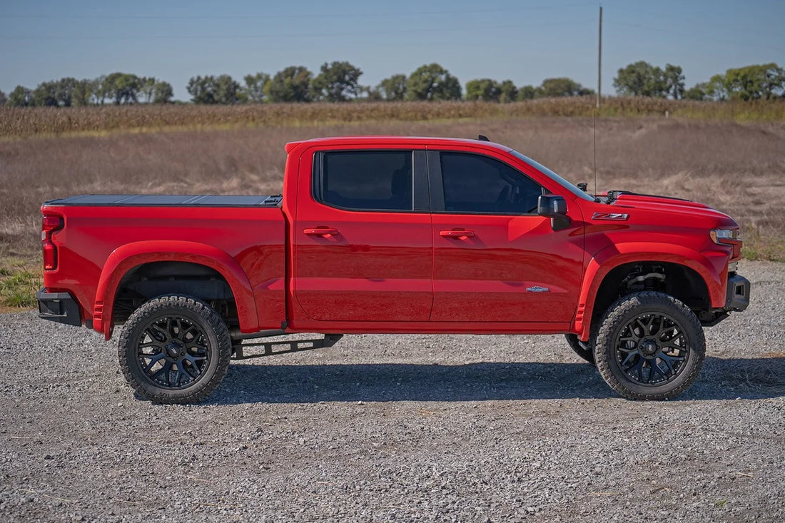 Rough Country Hard Tri-Fold Flip Up Bed Cover | 5'10" Bed | Chevy/GMC 1500 (19-24) 49120580 - Back View