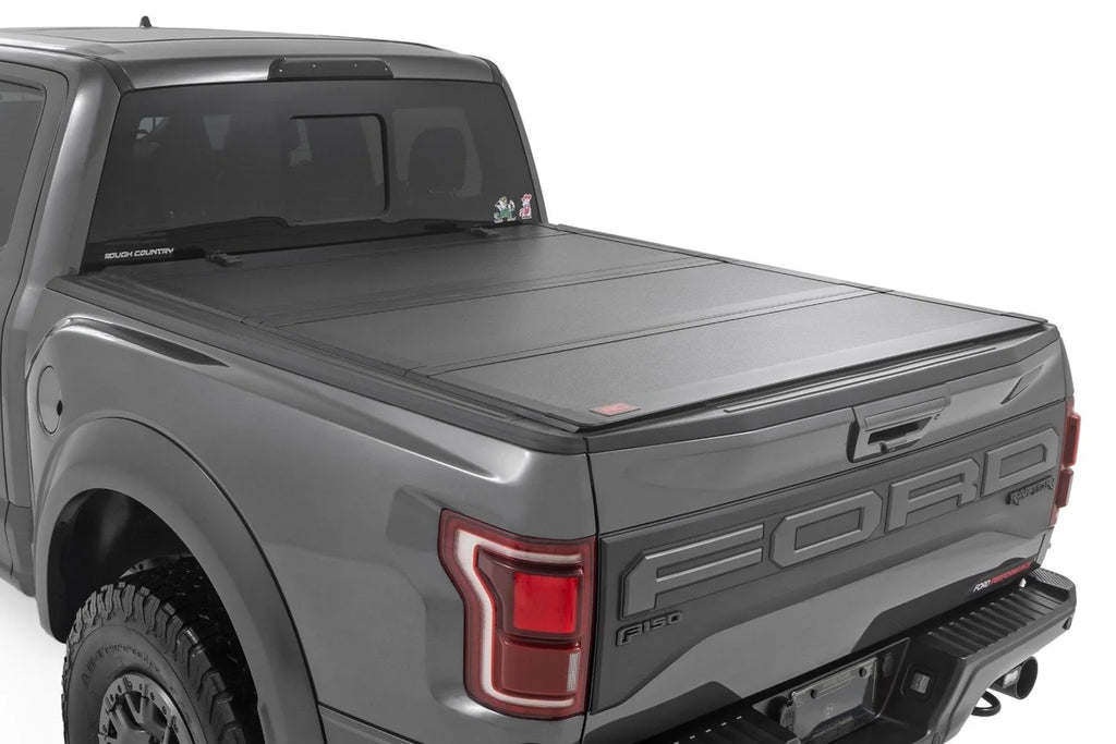 Rough Country Hard Tri-Fold Flip Up Bed Cover | 5'7" Bed | Ford F-150 (21-24)/F-150 Lightning (22-24) 49221550 - Main Prod...
