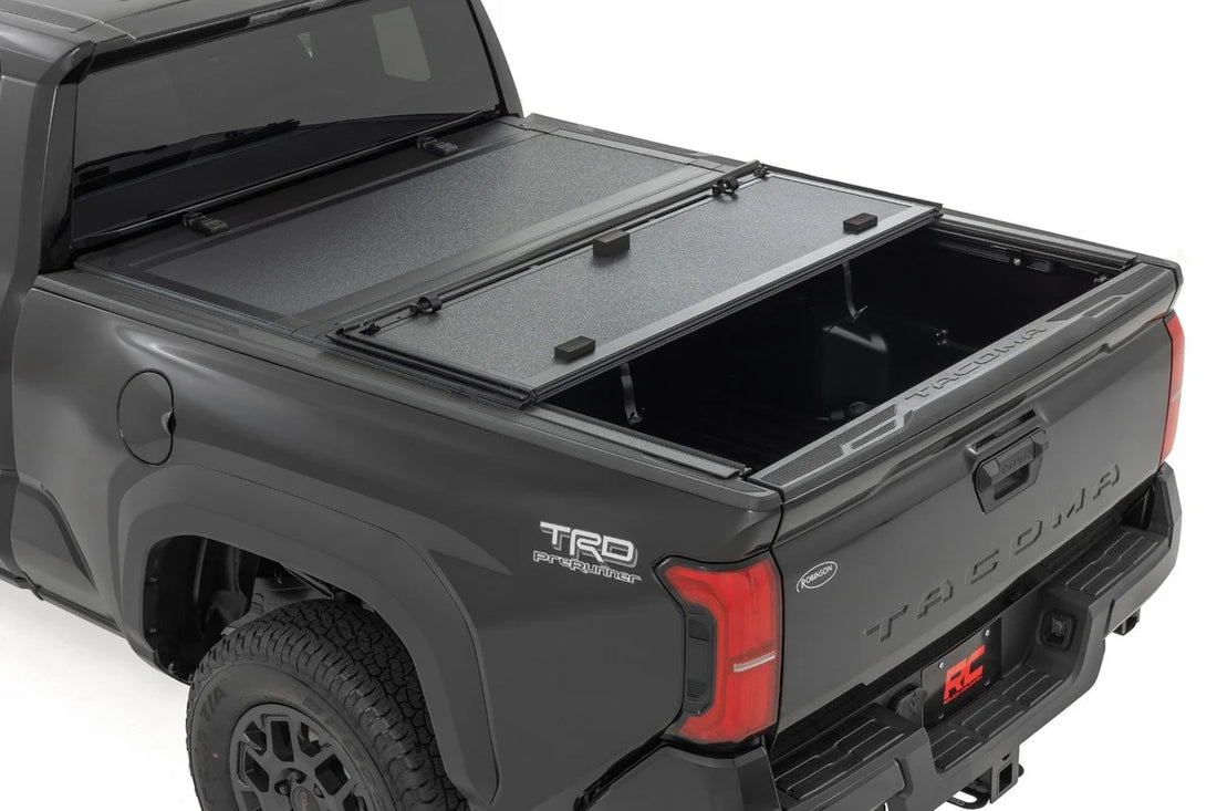 Rough Country Hard Tri-Fold Flip Up Bed Cover | 6' Bed | Toyota Tacoma 2WD/4WD (2024-2026) - Side View