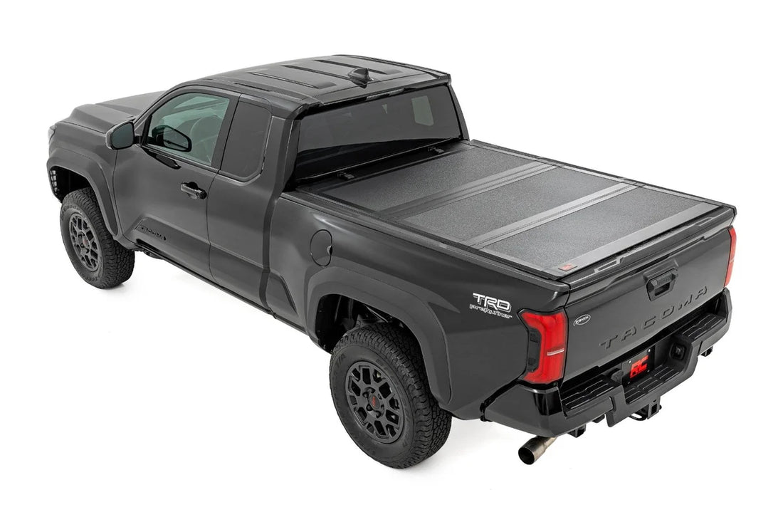 Rough Country Hard Tri-Fold Flip Up Bed Cover | 6' Bed | Toyota Tacoma 2WD/4WD (2024-2026) - Back View