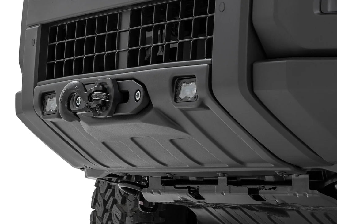 Rough Country Hidden Winch Mount | White SAE | Fog | Toyota Land Cruiser 4WD (2024-2025) - Side View