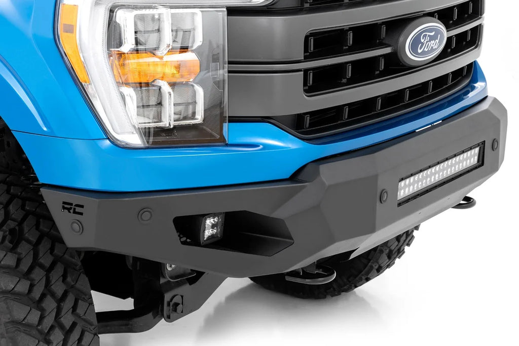 Rough Country High Clearance Front Bumper | LED Lights & Skid Plate | Ford F-150 (21-24) 10809A - Back View
