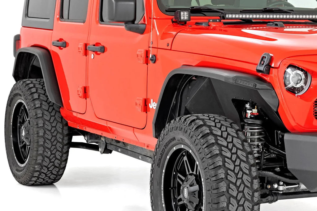 Rough Country High Clearance LED Flat Fender Flare Kit | UV Treated | Jeep Wrangler JL (18-24) 99036 - Installation View