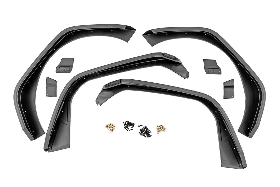 Rough Country High Clearance LED Flat Fender Flare Kit | UV Treated | Jeep Wrangler JL (18-24) 99036 - Angled View
