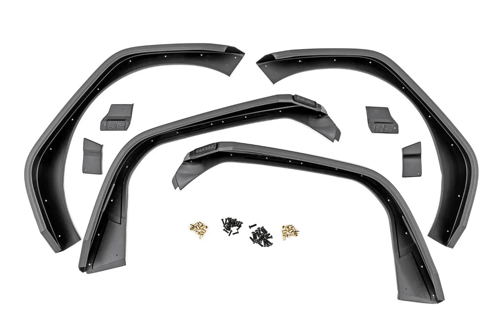 Rough Country High Clearance LED Flat Fender Flare Kit | UV Treated | Jeep Wrangler JL (18-24) 99036 - Angled View