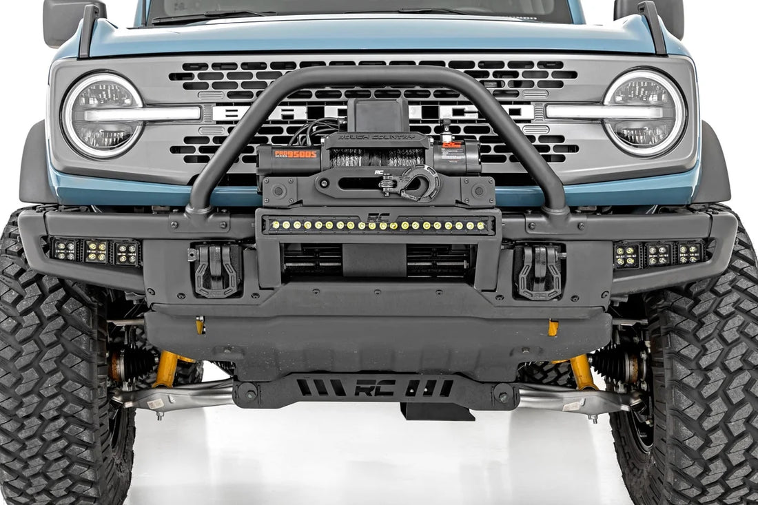 Rough Country High Winch Mount | All Models | 12000S | 20 Inch Black Single Row LED | Ford Bronco (21-24) 51098 - Addition...
