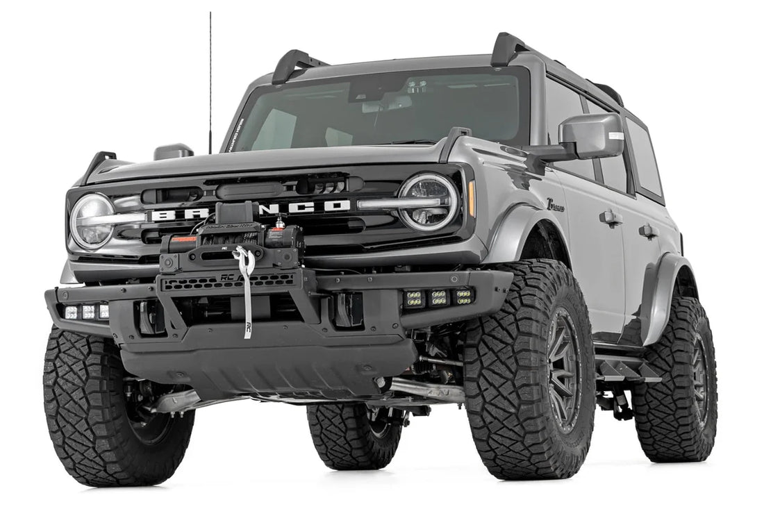 Rough Country High Winch Mount | All Models | 12000S | 20 Inch Black Single Row LED | Ford Bronco (21-24) 51099 - Addition...