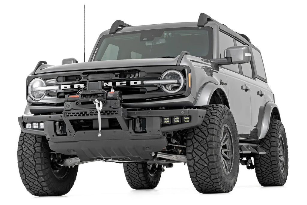 Rough Country High Winch Mount | All Models | 12000S | 20 Inch Black Single Row LED | Ford Bronco (21-24) 51099 - Addition...
