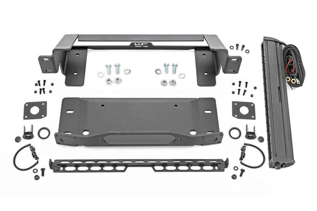 Rough Country High Winch Mount | All Models | 20 Inch Black Single Row LED | DRL | Ford Bronco (21-24) 51068 - Mounting View