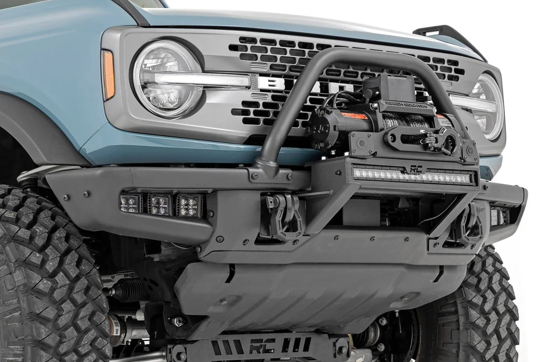 Rough Country High Winch Mount | All Models | 9500S | 20 Inch Black Single Row LED | Ford Bronco (21-24) 51096 - Back View